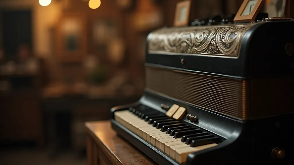 Detail of an antique accordion
