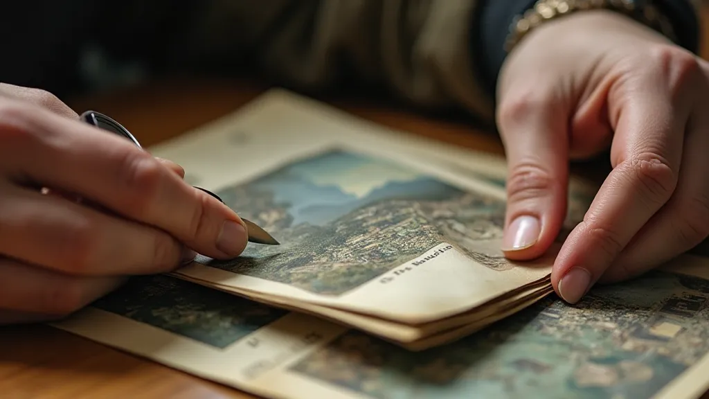 Collector examining a postcard