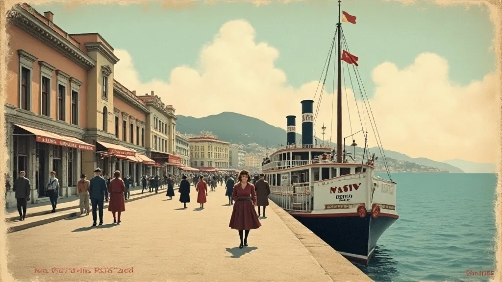 Vintage postcard of a pier in Nice, France