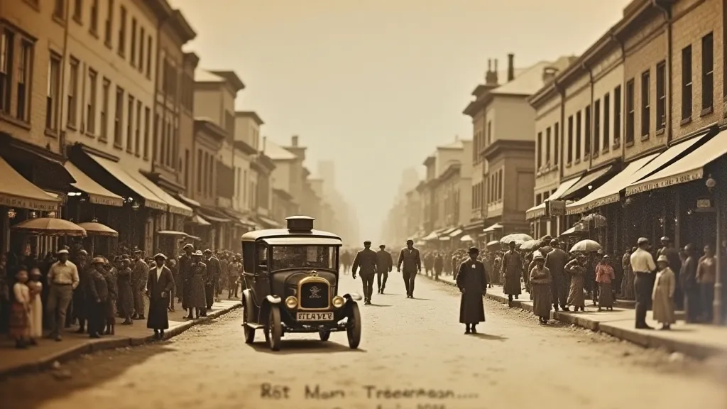Vintage postcard of a main street scene