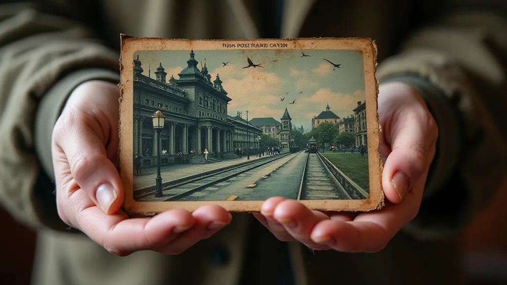 Collector holding a vintage postcard