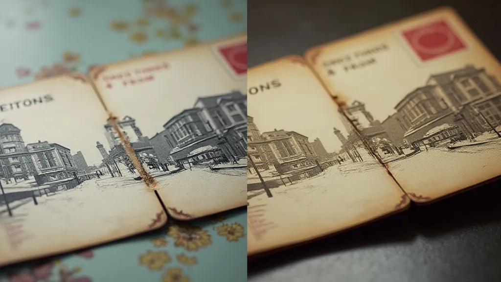 Comparison of a restored vintage postcard