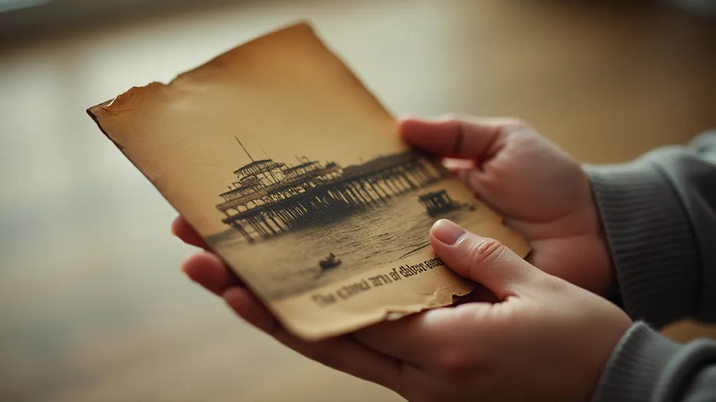 Hand holding a vintage seaside postcard